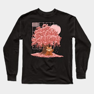 Red Panda Sakura Cherry Blossom Long Sleeve T-Shirt